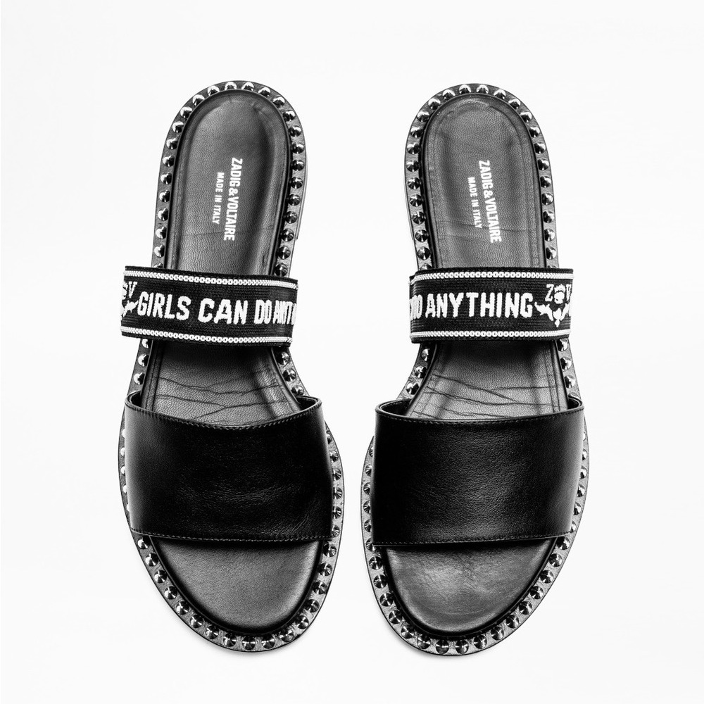Zadig & Voltaire slide sandals in black leather